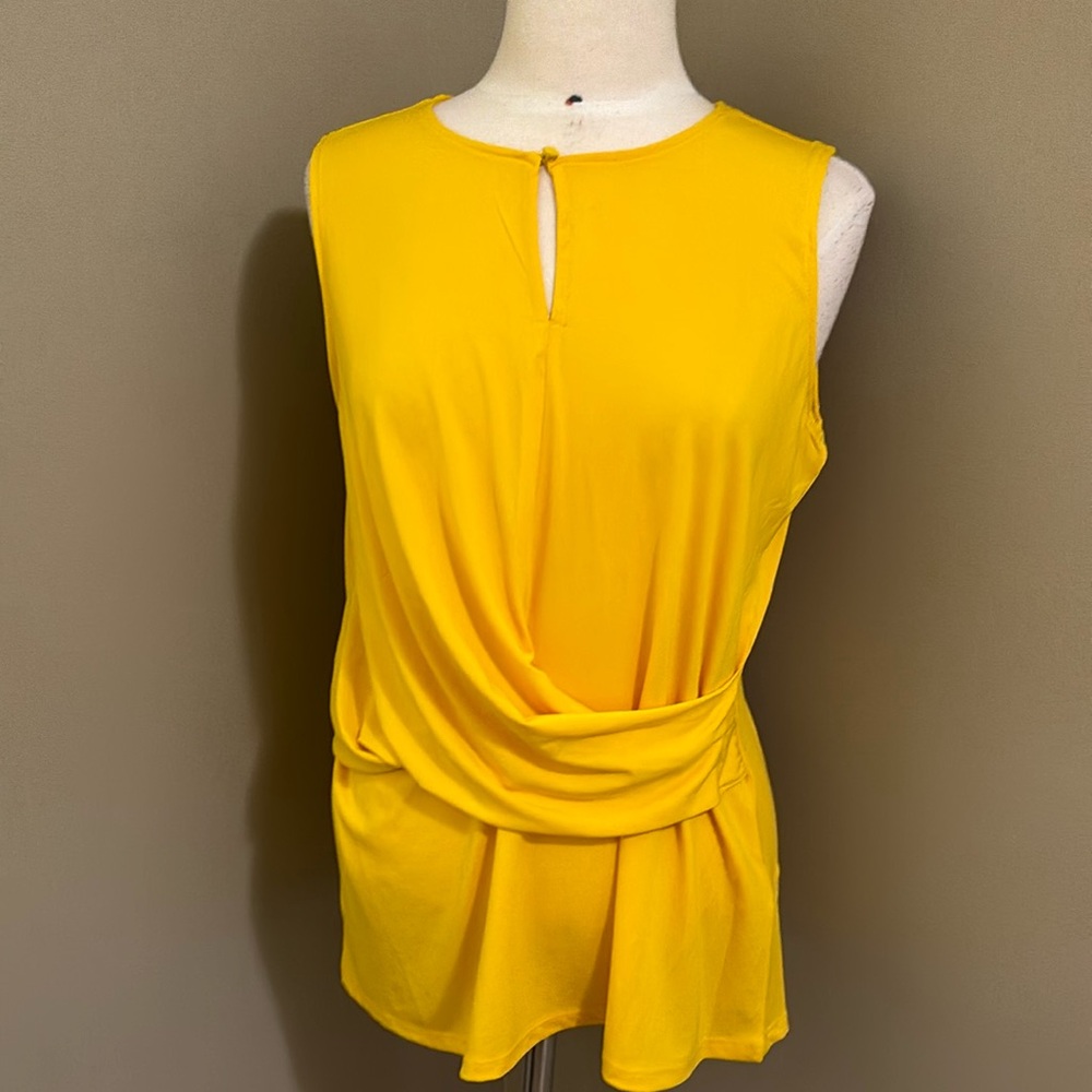 Simon Chang POP Yellow Sleeveless Blouse Size Large